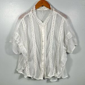 Eri + Ali For Anthropologie Elegant White Lace Blouse Size Medium Lightweight